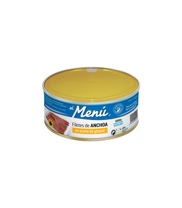Filetes de anchoa en aceite vegetal El Menú - Lata de 1 kg