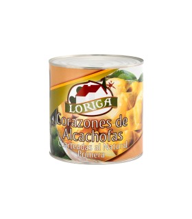 Corazones de alcachofas cuarteados al natural Loriga - Lata de 3 kg con 40/50 piezas