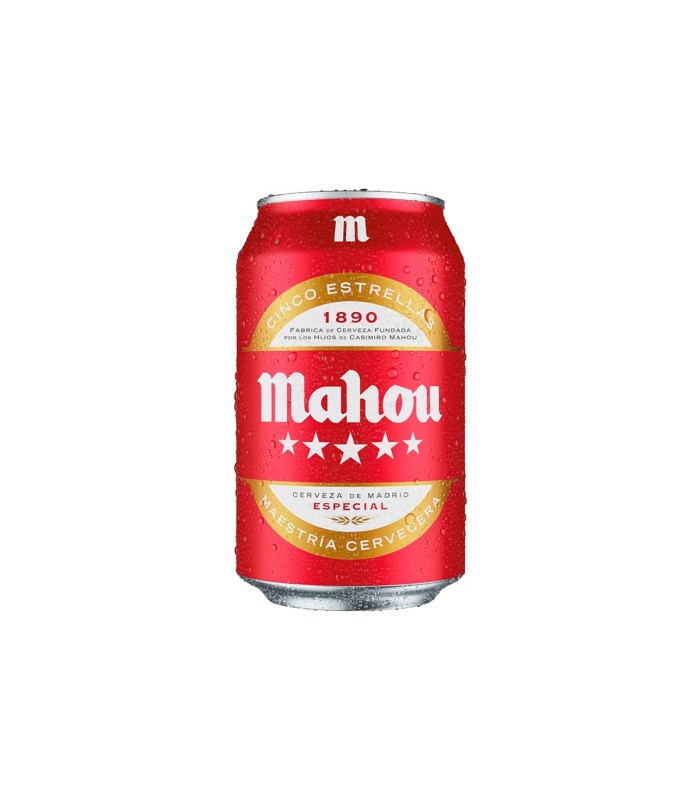 Cerveza Mahou Cinco Estrellas - 330 ml - Caja de 24 latas