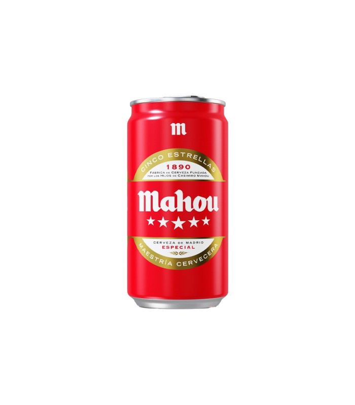 Cerveza Mahou Cinco Estrellas - 250 ml - Caja de 24 latas