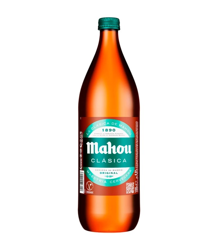 Cerveza Mahou Clásica - 1 L - Caja de 6 botellas