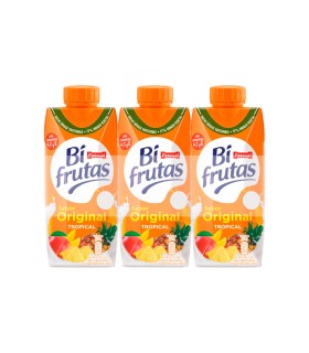 Zumo con leche Pascual Bifrutas Tropical - 330 ml - Caja de 6 packs de 3 briks