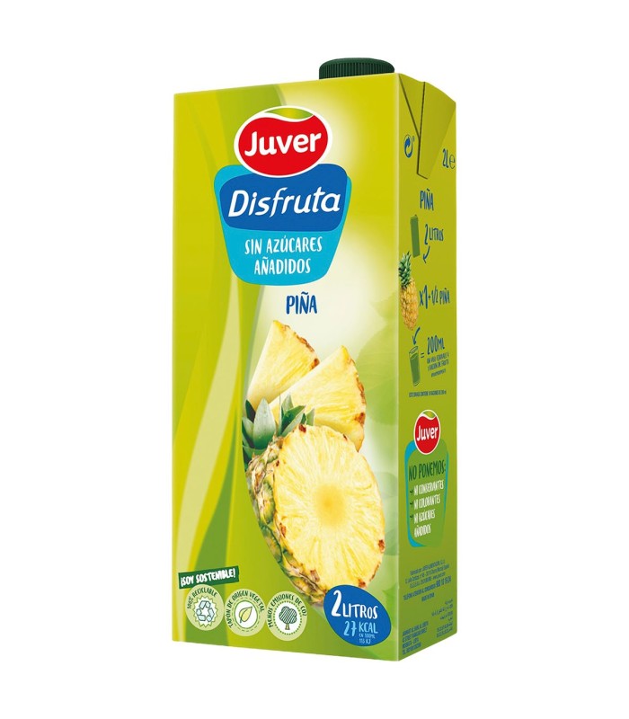 Zumo de piña Juver Disfruta | Sin azúcar - 2 L - Caja de 6 briks