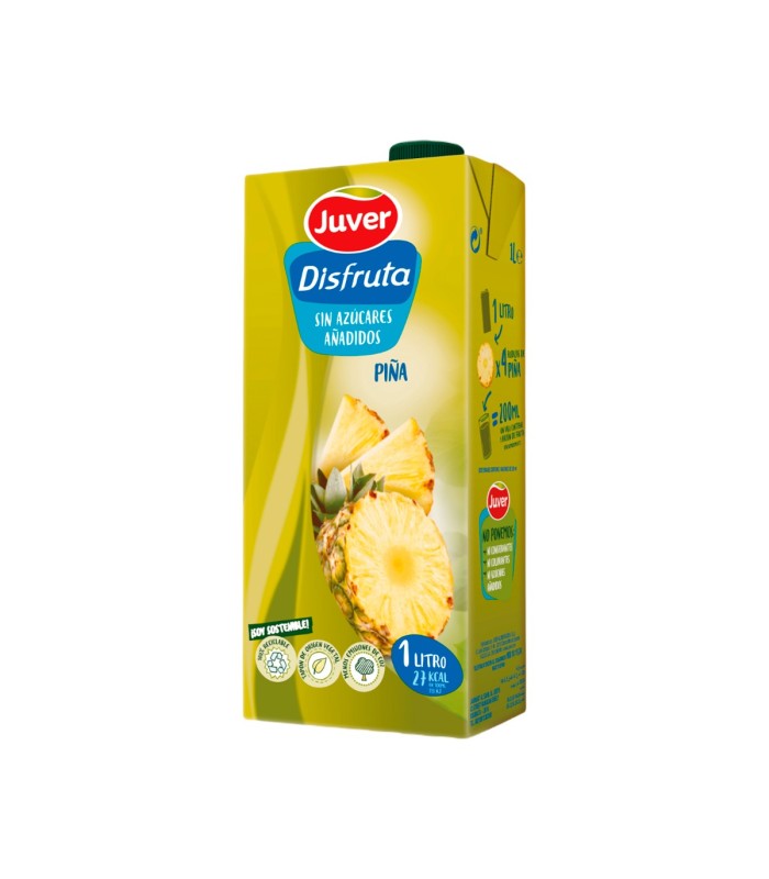 Zumo de piña Juver Disfruta | Sin azúcar - 1 L - Caja de 12 briks
