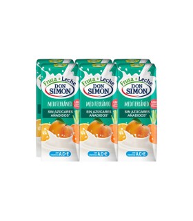 Zumo con leche Don Simón Fruta + Leche Mediterráneo - 200 ml - Caja de 5 packs de 6 briks