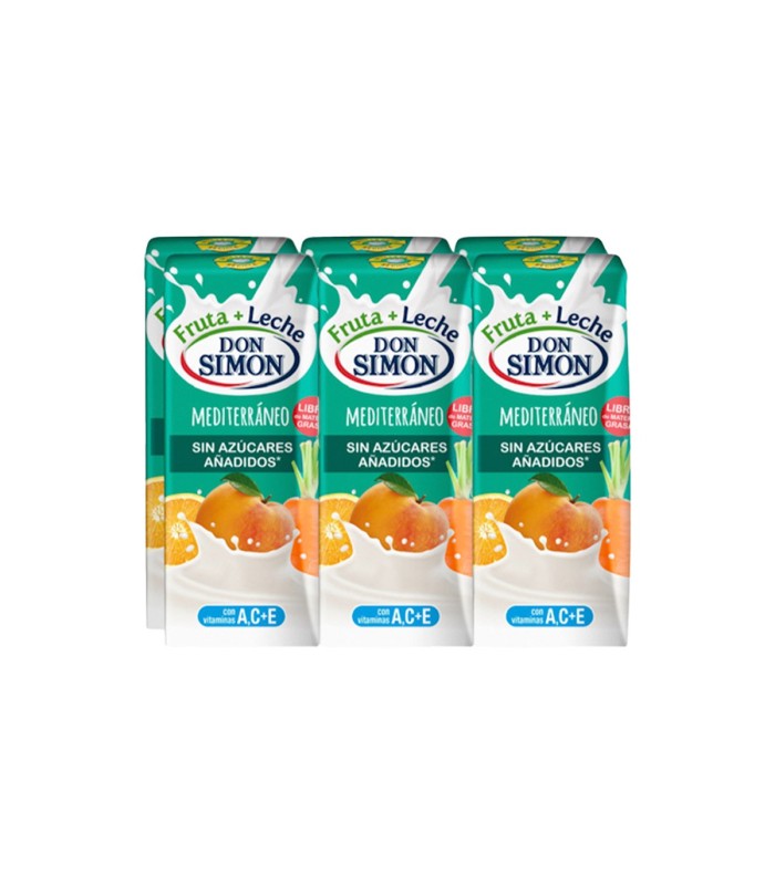 Zumo con leche Don Simón Fruta + Leche Mediterráneo - 200 ml - Caja de 5 packs de 6 briks
