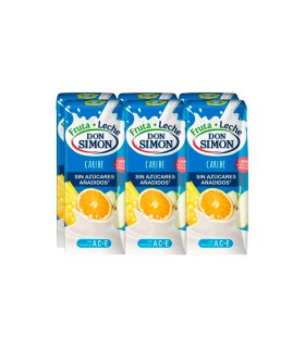 Zumo con leche Don Simón Fruta + Leche Caribe - 200 ml - Caja de 5 packs de 6 briks