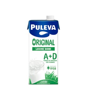 Leche semidesnatada Puleva Original A+D - 1 L - Caja de 6 briks