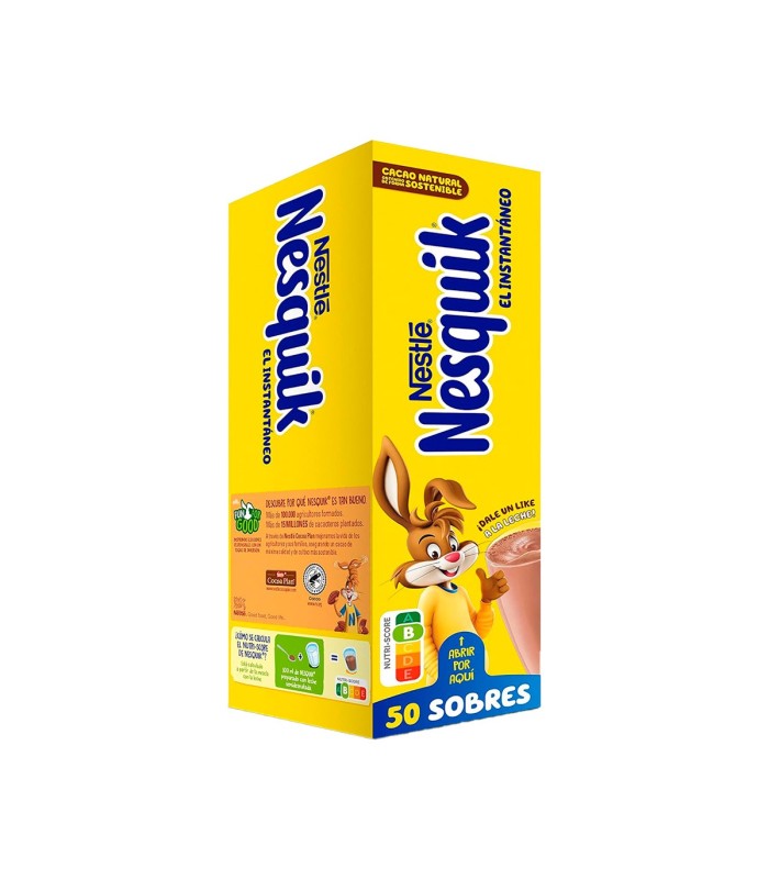 Cacao soluble monodosis Nesquik 13,5 g - Caja de 50 sobres