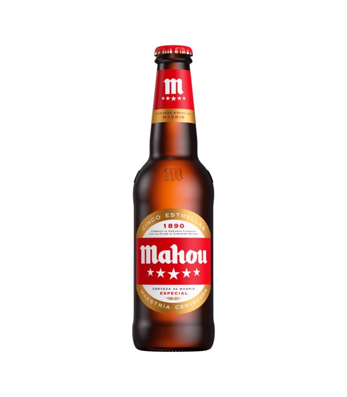 Cerveza Mahou Cinco Estrellas - 330 ml - Caja de 24 botellas