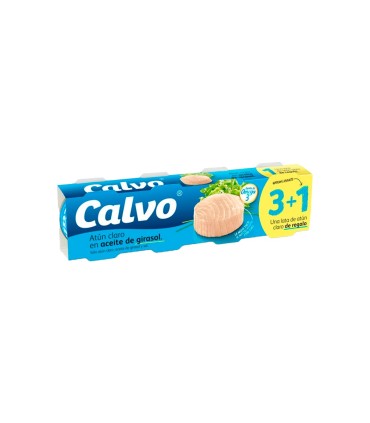 Atún claro en aceite de girasol Calvo - 52 g - Pack de 3 + 1 latas