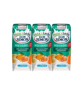 Zumo con leche Don Simón Fruta + Leche Mediterráneo - 330 ml - Caja de 7 packs de 3 briks