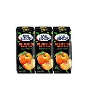 Zumo de melocotón, manzana y uva Don Simón - 200 ml - Caja de 5 packs de 6 briks