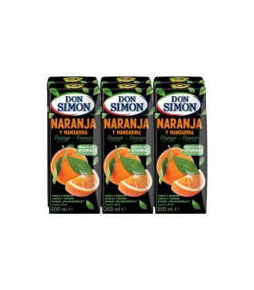 Zumo de naranja y mandarina Don Simón - 200 ml - Caja de 5 packs de 6 briks