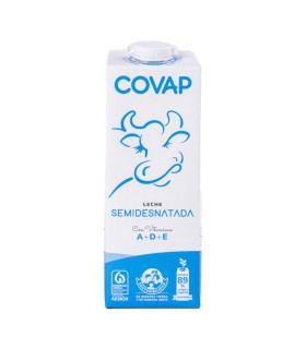 Leche semidesnatada COVAP - 1 L - Caja de 6 briks