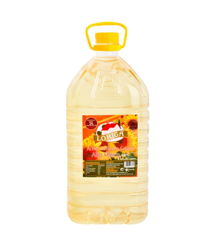 Aceite de girasol Loriga | Alto oleico 80% - 5 L - Garrafa