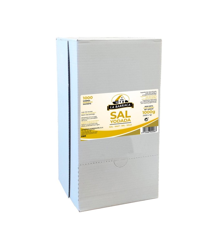 Sal yodada monodosis La Barraca - 1 g - Caja de 1000 sobres